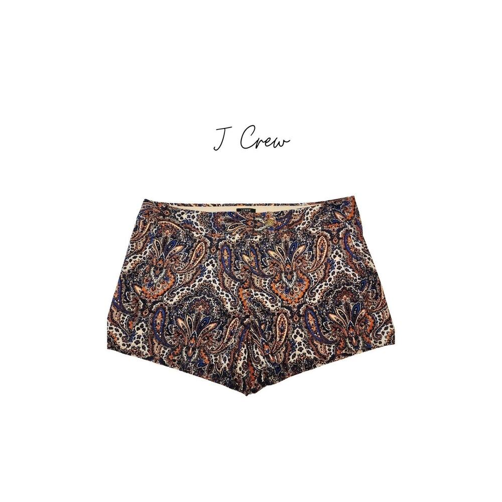 J.Crew Factory Women's Shorts Size 8 Paisley Print Orange Blue White NWT